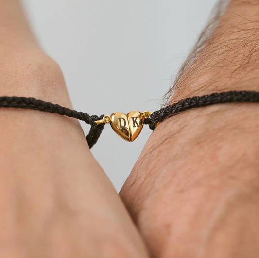 Bracelets Cœurs Magnétiques avec Gravure Personnalisée