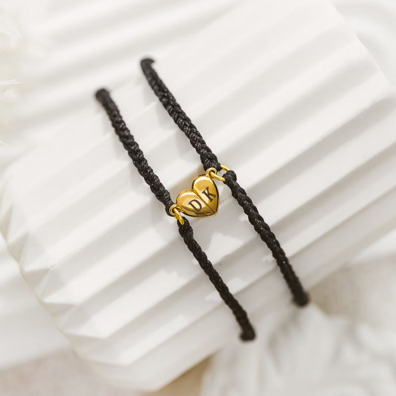 Bracelets Cœurs Magnétiques avec Gravure Personnalisée