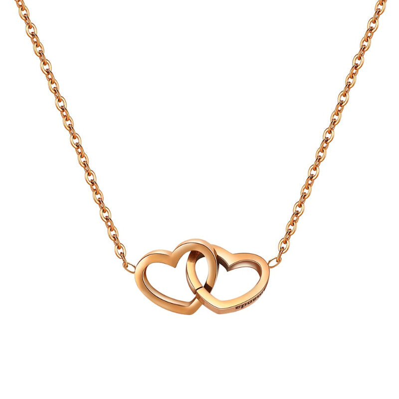 Coffret Rose Eternelle - Collier Cœurs Gravés