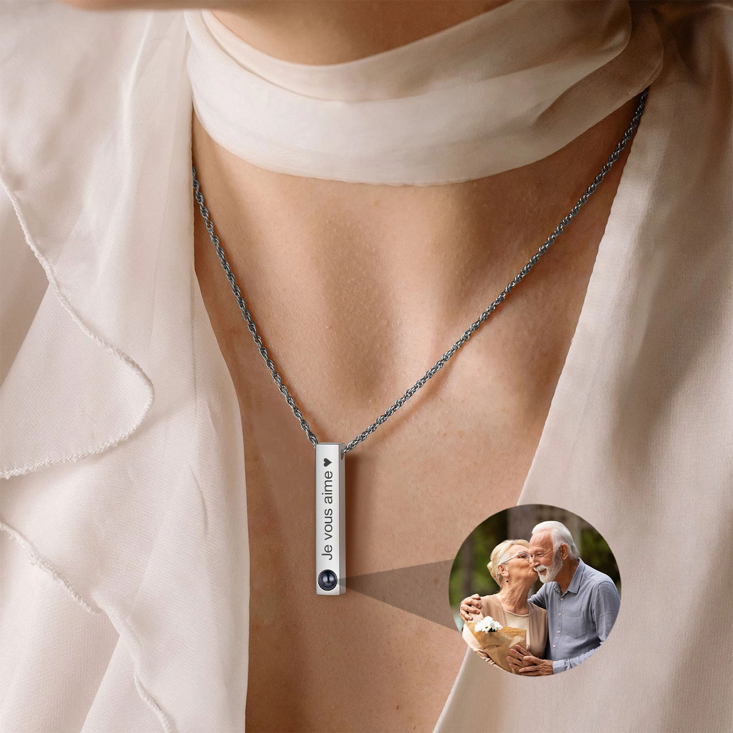Collier Reflet d’Émotion avec Photo et Gravure Personnalisée