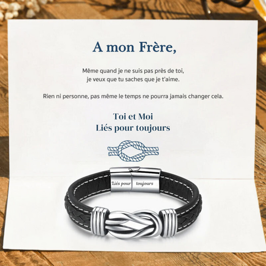A mon Frère - Liés pour toujours - Bracelet en cuir tressé