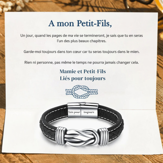 A mon Petit-Fils - Liés pour toujours - Bracelet en cuir tressé