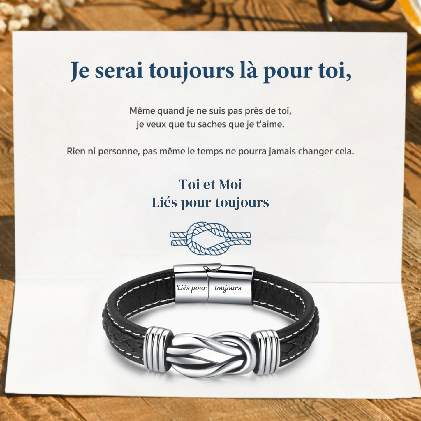 Toi et Moi - Liés pour toujours - Bracelet en cuir tressé