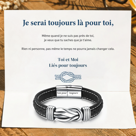 Toi et Moi - Liés pour toujours - Bracelet en cuir tressé