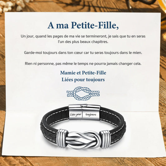 A ma Petite-Fille - Liées pour toujours - Bracelet en cuir tréssé