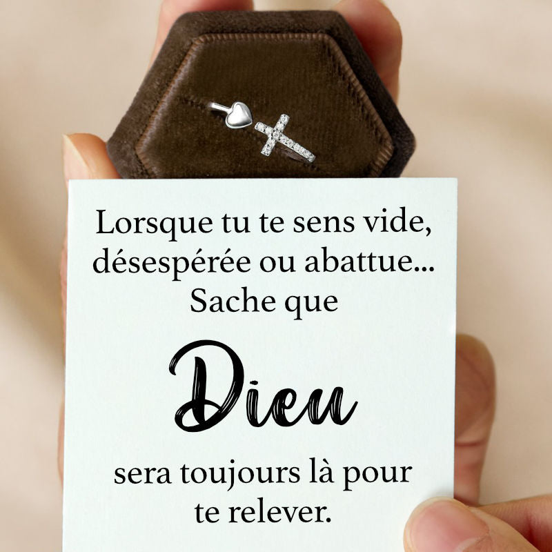 Dieu sera toujours là pour te relever - Bague en Argent 925