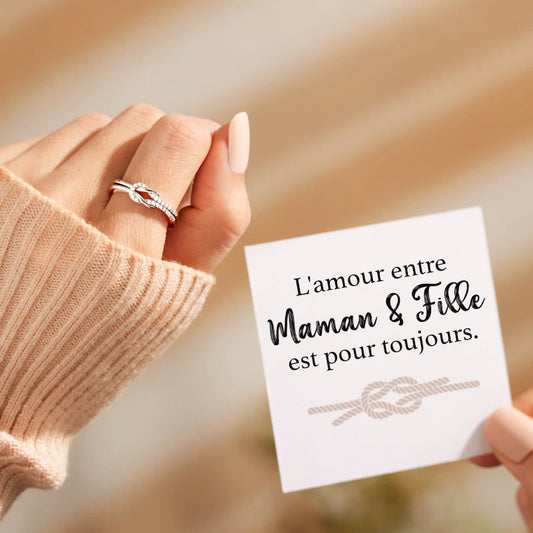 Amour entre Maman & Fille - Bague Nœud en Argent 925