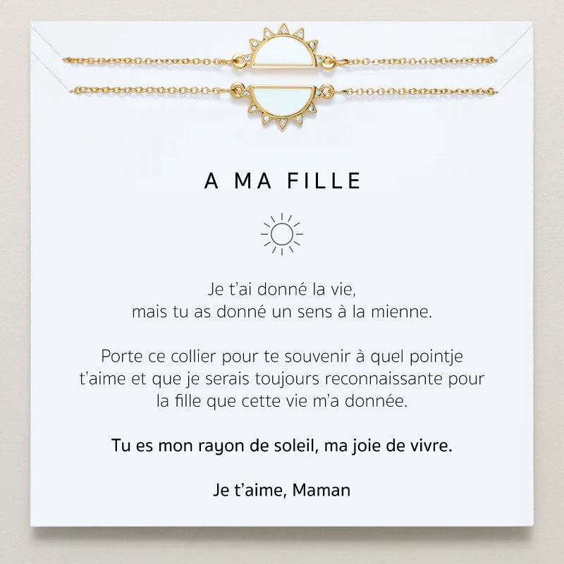 A ma Fille - Tu es mon Rayon de Soleil - Collier en argent 925