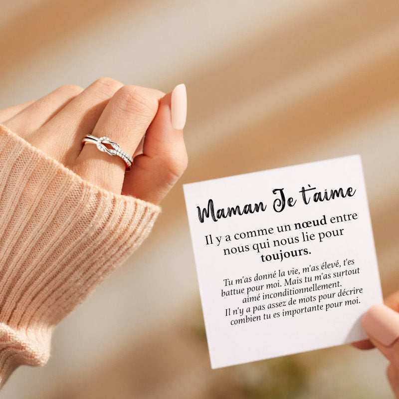 Maman Je t'aime - Bague Nœud en Argent 925