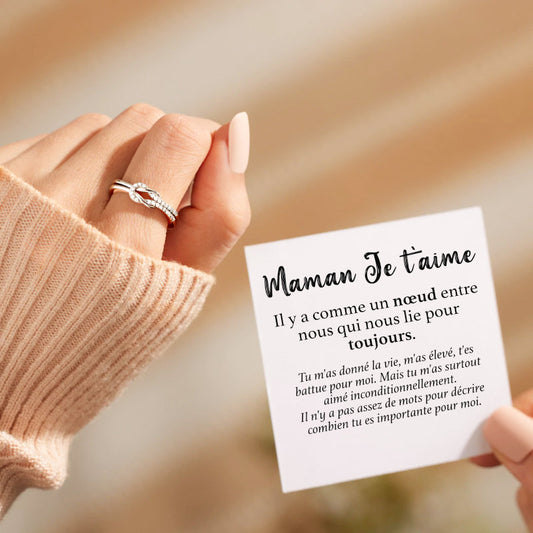 Maman Je t'aime - Bague Nœud en Argent 925