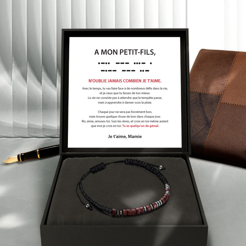 A mon Petit-Fils - Je t'aime - Bracelet Code Morse
