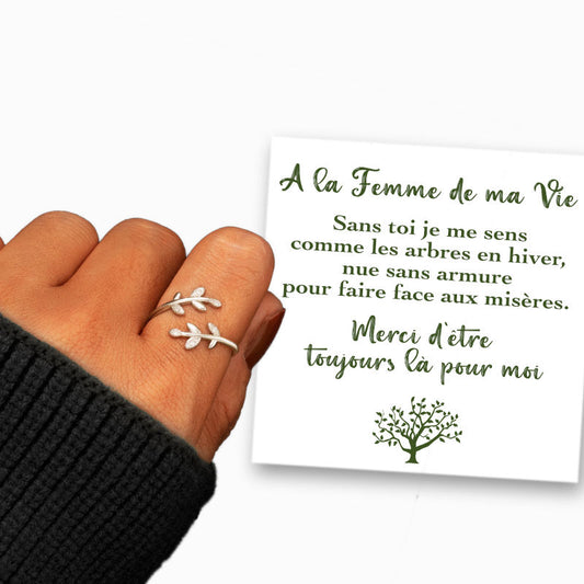 A la Femme de ma Vie - Bague Feuilles