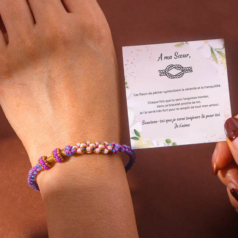 A ma Sœur - Bracelet à Nœud Fleurs de Pêcher