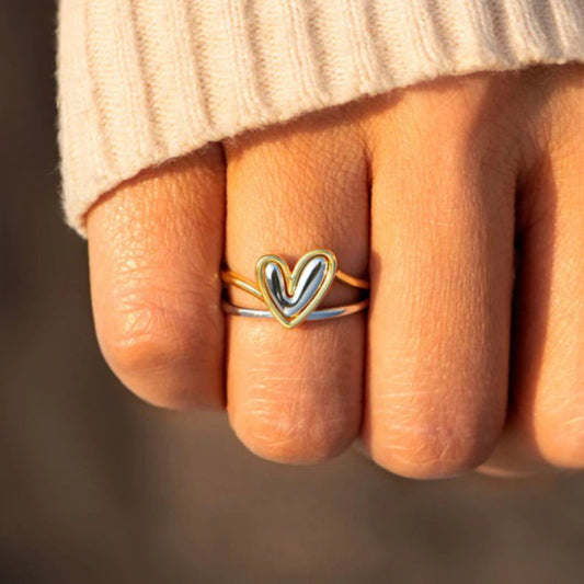 Bague 2 Cœur - Bague en argent 2 en 1 Amour