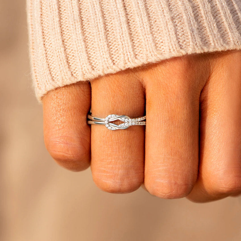 Maman Je t'aime - Bague Nœud en Argent 925