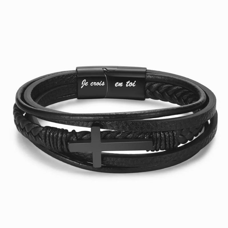 A mon Fils - Je crois en toi - Bracelet en Cuir
