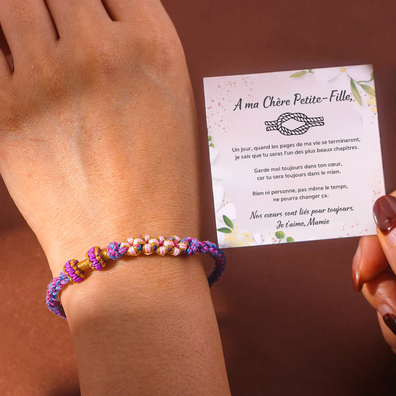 A ma Petite-Fille - Bracelet à Nœud Fleurs de Pêcher