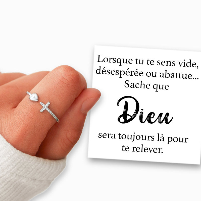 Dieu sera toujours là pour te relever - Bague en Argent 925