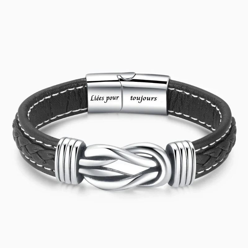 A ma Petite-Fille - Liées pour toujours - Bracelet en cuir tréssé