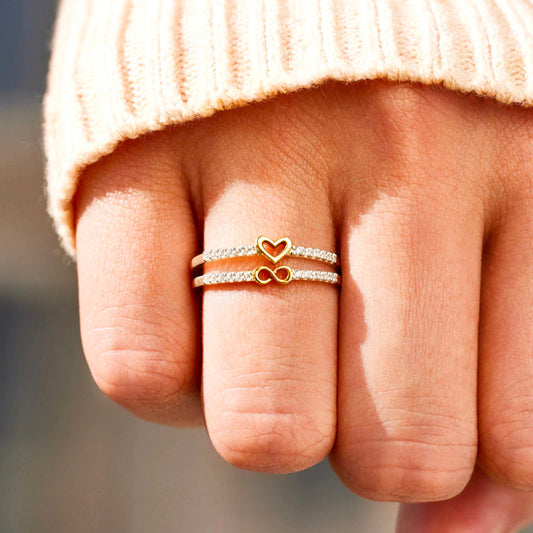 Bague Cœur infini - Paire de bagues en argent 925