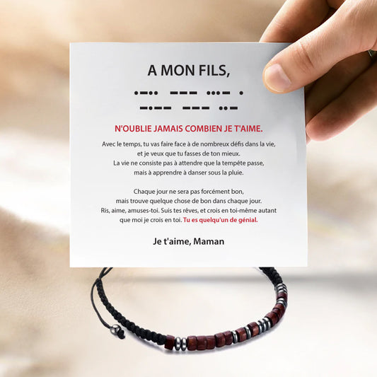 A mon Fils - Je t'aime - Bracelet Code Morse