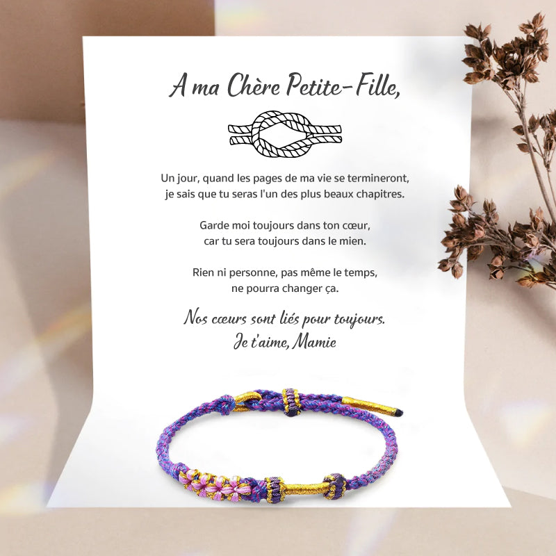A ma Petite-Fille - Bracelet à Nœud Fleurs de Pêcher