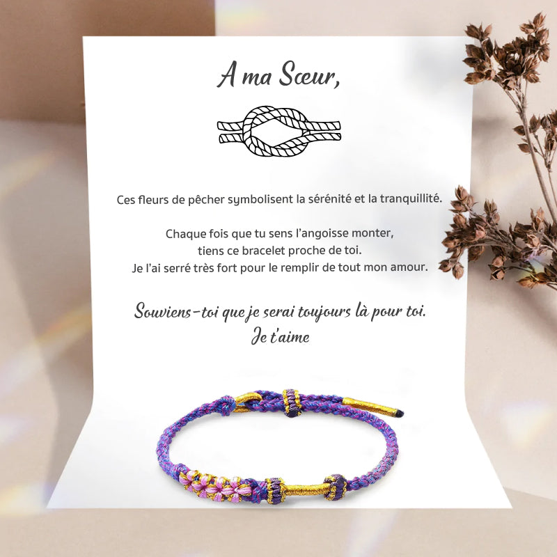 A ma Sœur - Bracelet à Nœud Fleurs de Pêcher