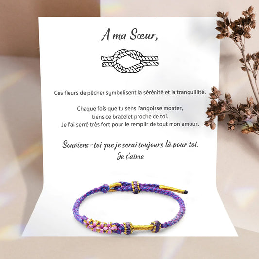 A ma Sœur - Bracelet à Nœud Fleurs de Pêcher