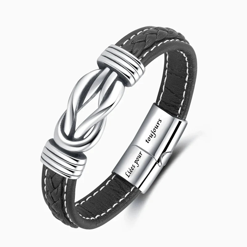 A ma Petite-Fille - Liées pour toujours - Bracelet en cuir tréssé