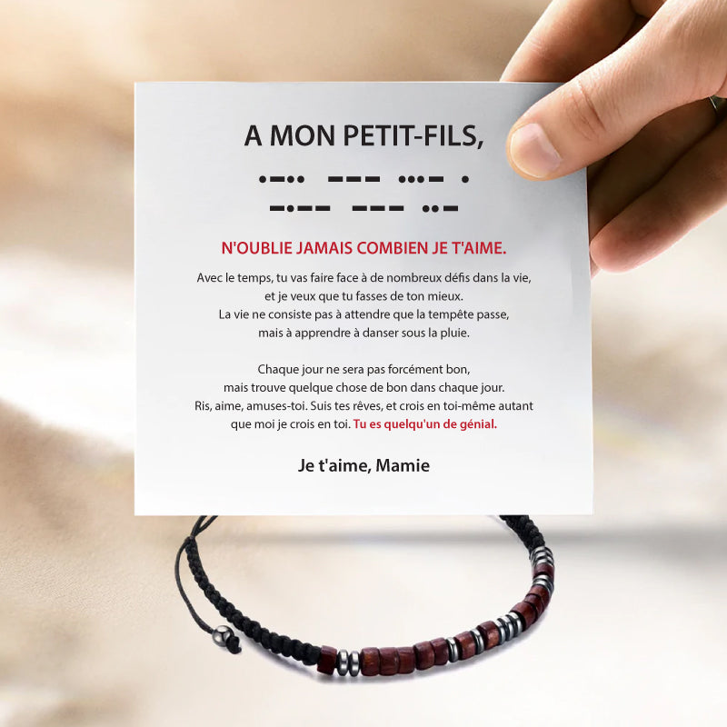 A mon Petit-Fils - Je t'aime - Bracelet Code Morse