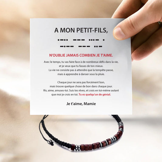 A mon Petit-Fils - Je t'aime - Bracelet Code Morse