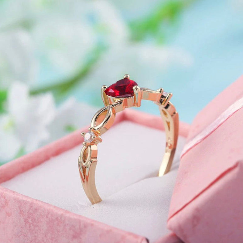 Bague Cœur - Bague Minimaliste avec pierre