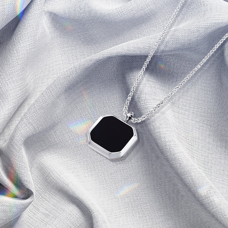 A mon Fils - Un Jour - Collier pour homme en Onyx Noir