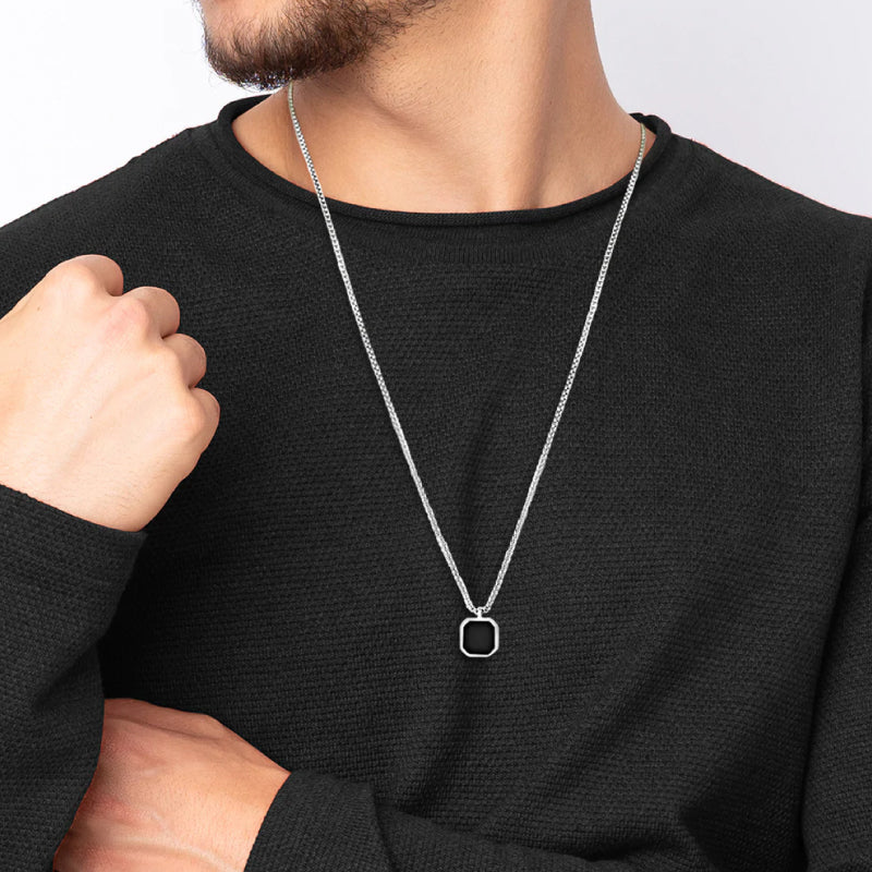 A mon Fils - Un Jour - Collier pour homme en Onyx Noir