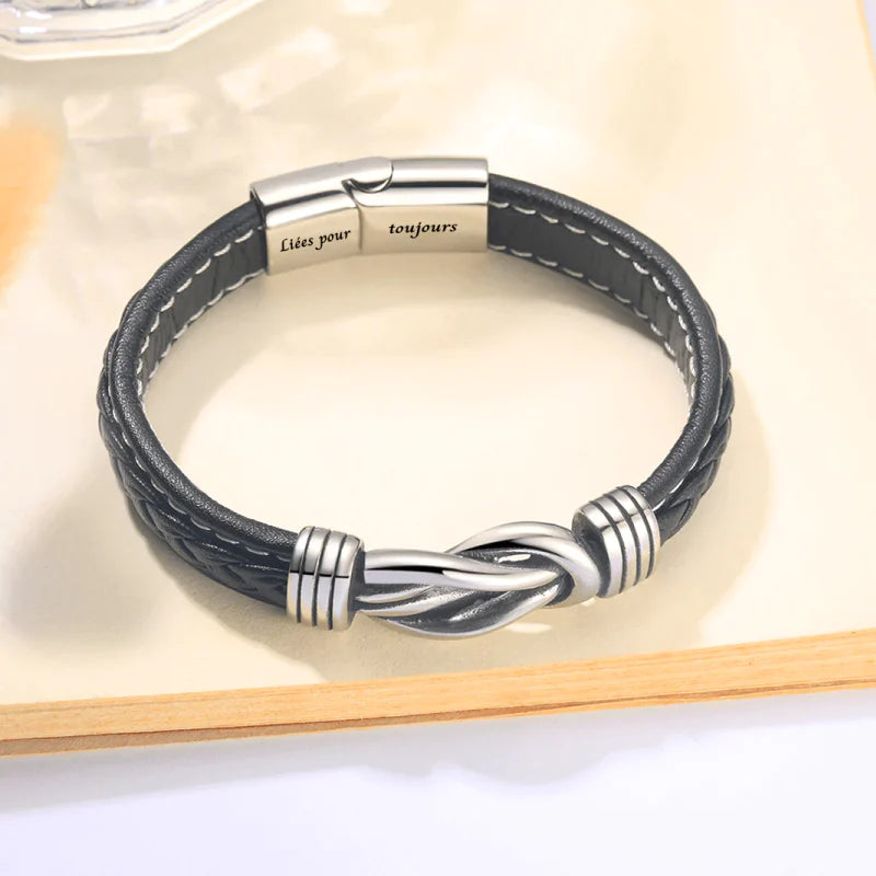 A ma Petite-Fille - Liées pour toujours - Bracelet en cuir tréssé