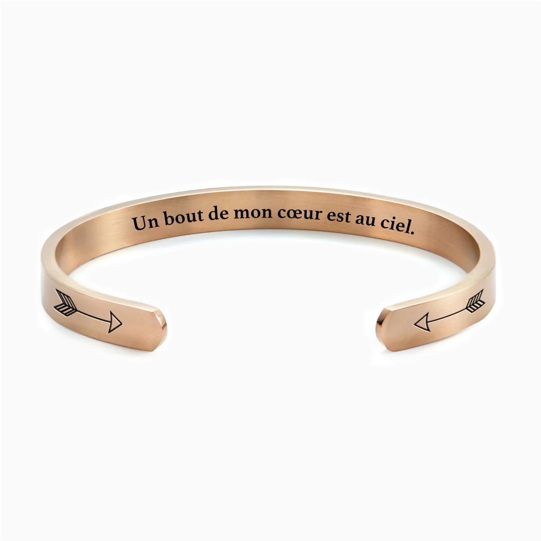 Un bout de mon cœur est au ciel - Bracelet Message d'Amour