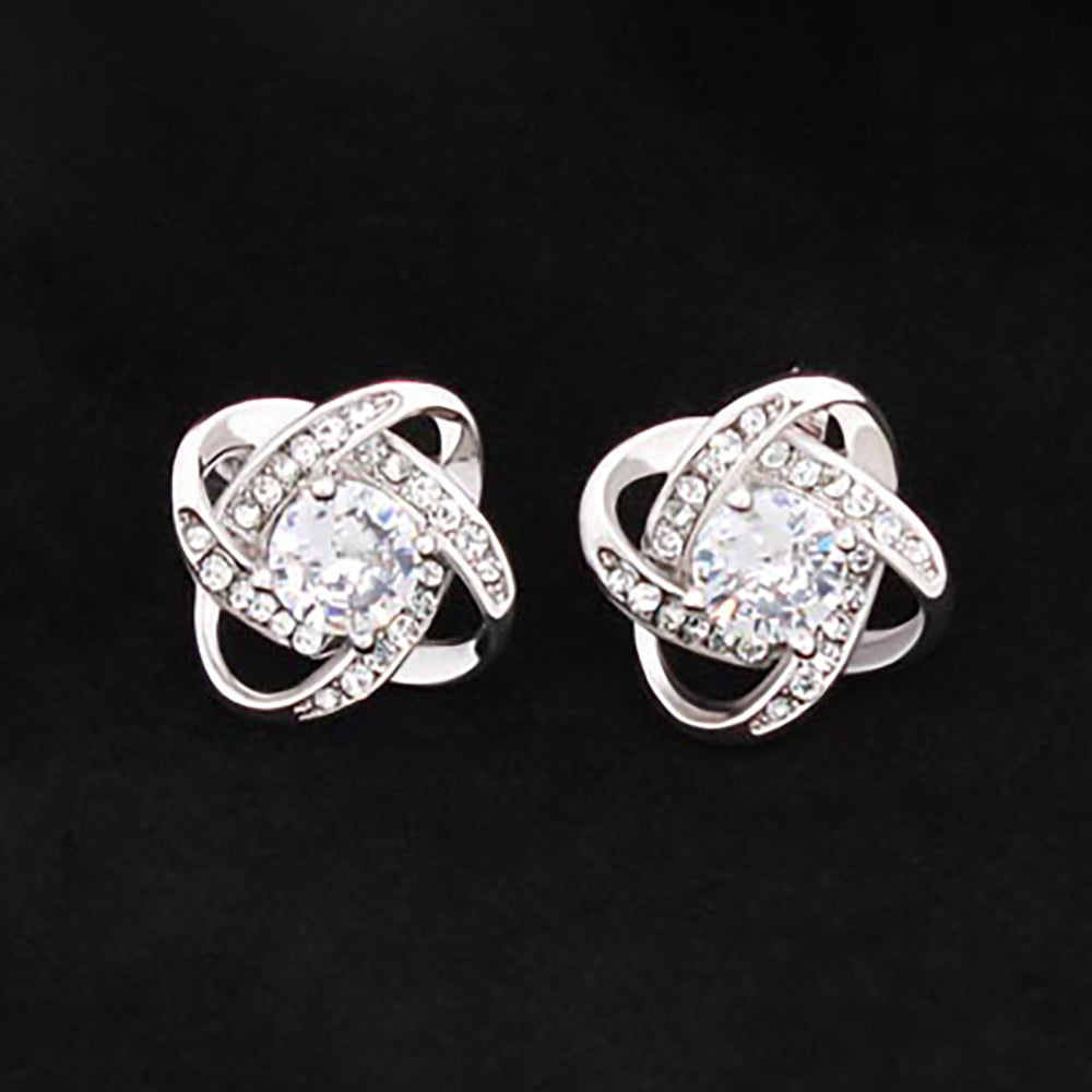 Boucles d'oreilles Noeud d’Amour - Finition Or Blanc 14K