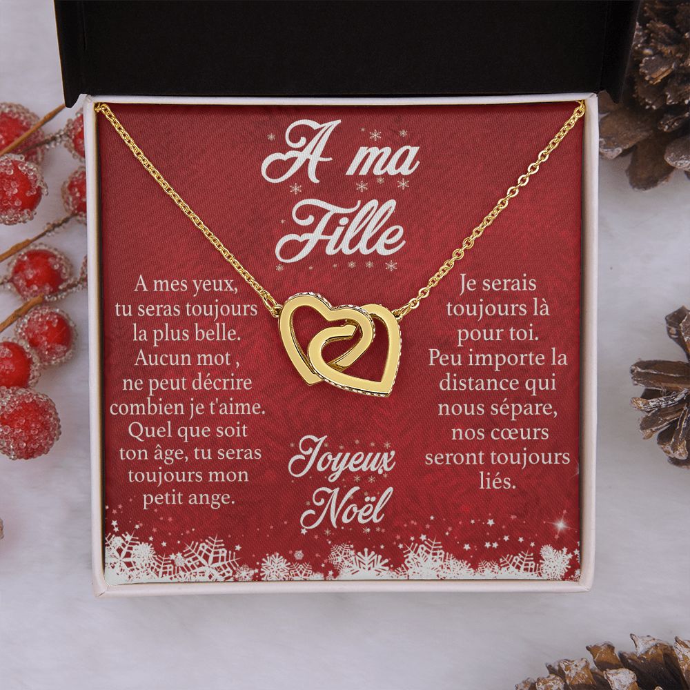 A ma Fille - Joyeux Noël - Collier Cœurs
