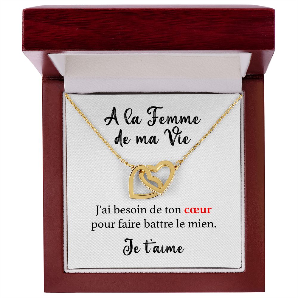 A la Femme de ma Vie - Collier Cœurs Enlacés