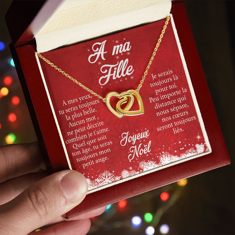 A ma Fille - Joyeux Noël - Collier Cœurs