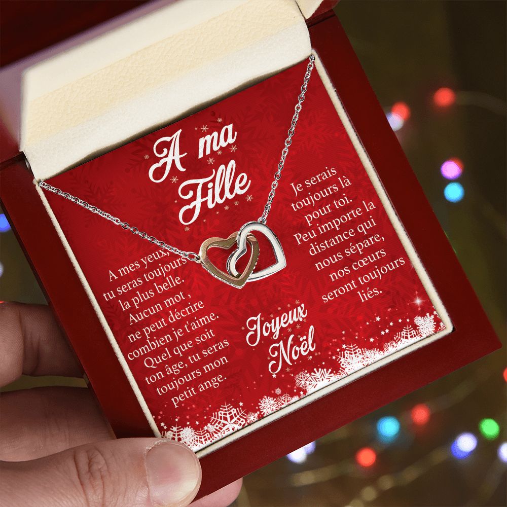 A ma Fille - Joyeux Noël - Collier Cœurs