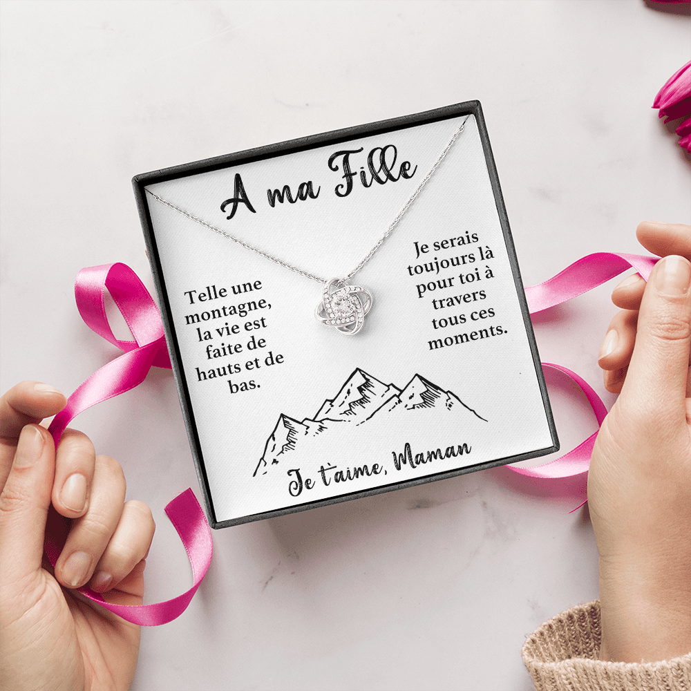 A ma Fille - Je serais là pour toi - Collier Nœud d'Amour
