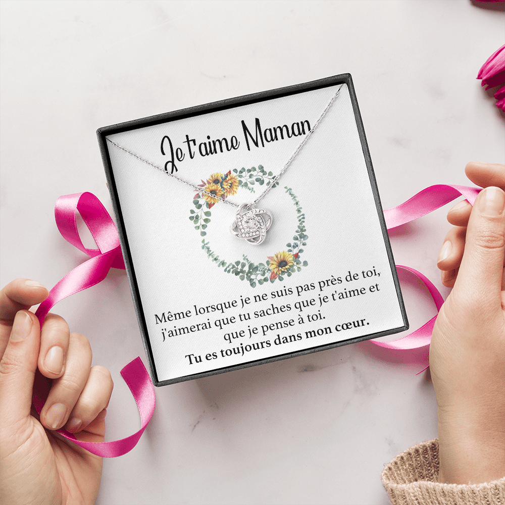 Collier Je t'aime Maman - Collier Nœud d'Amour finition Or