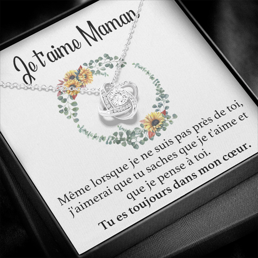Collier Je t'aime Maman - Collier Nœud d'Amour finition Or