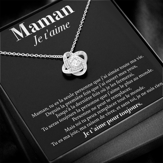 Collier Maman je t'aime - Collier Nœud d'Amour finition Or