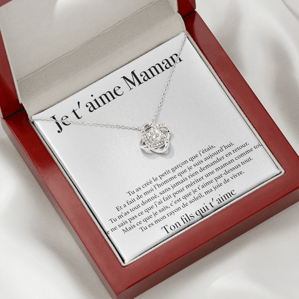Collier Je t'aime Maman - Ton Fils - Collier Nœud d'Amour finition Or