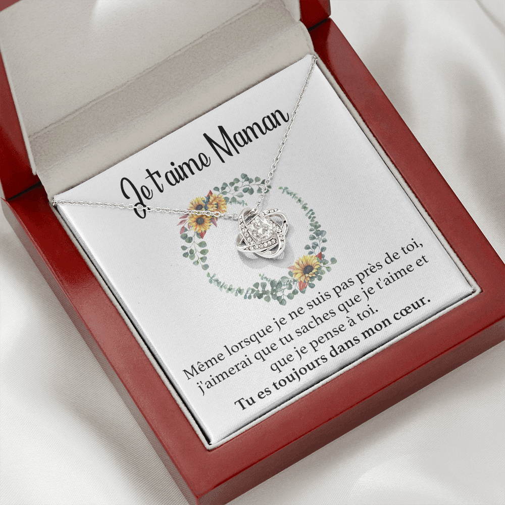 Collier Je t'aime Maman - Collier Nœud d'Amour finition Or