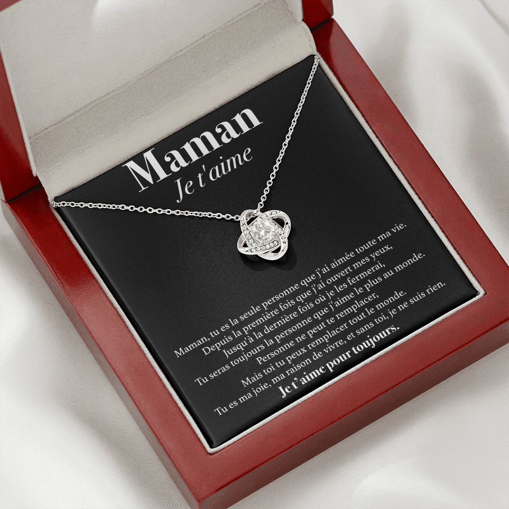 Collier Maman je t'aime - Collier Nœud d'Amour finition Or