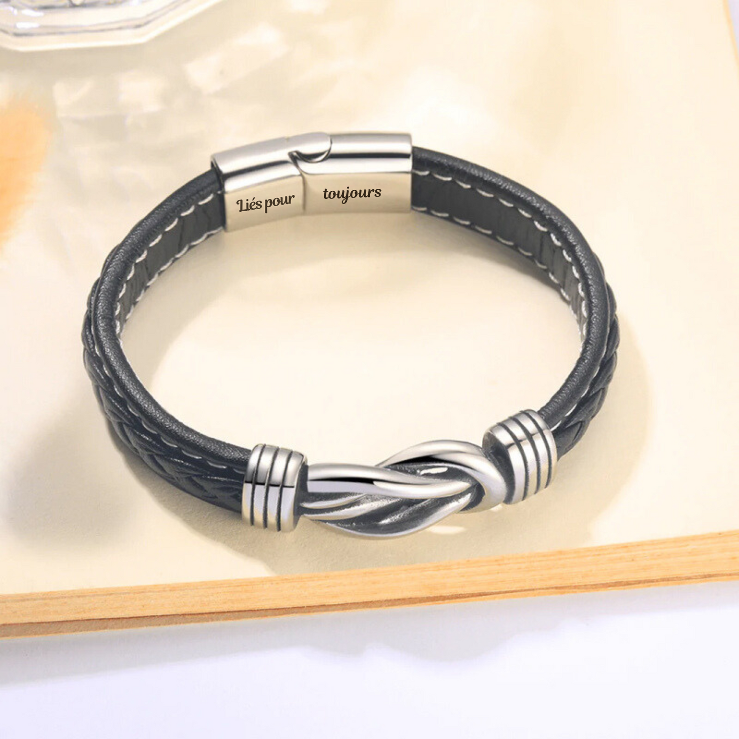 A mon Fils - Liés pour toujours - Bracelet en cuir tressé