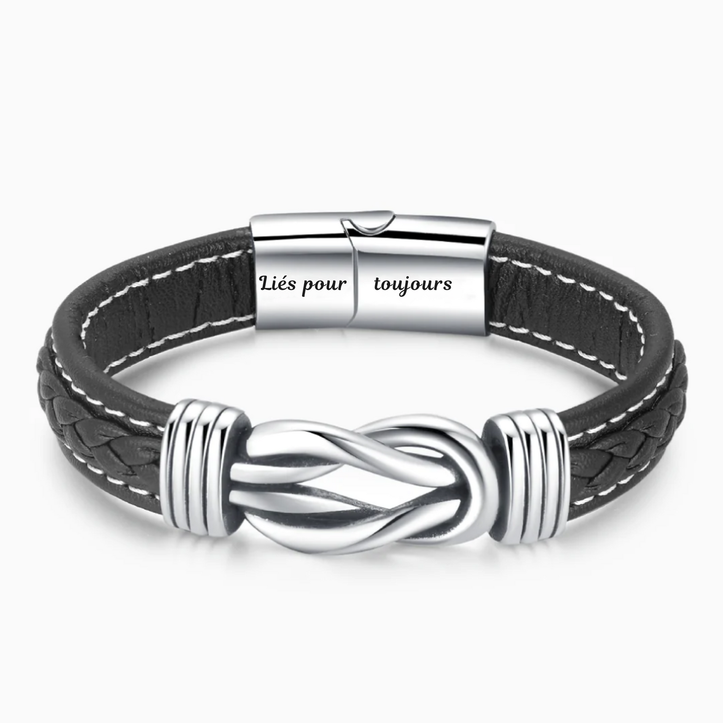 A mon Fils - Liés pour toujours - Bracelet en cuir tressé
